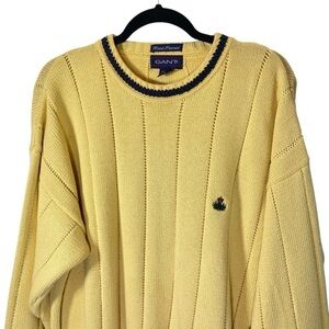 GANT Men's size Large Classic Crew Neck yellow pull-on long sleeve knit sweater